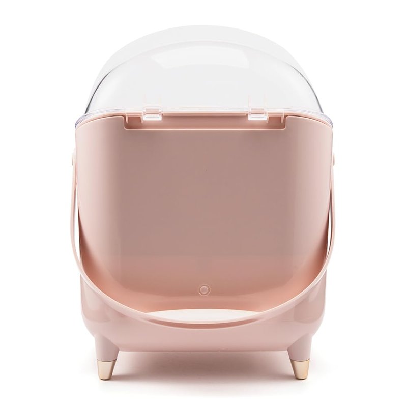 BENEALL Cosmetic Organizer Skincare Organizers, Makeup Organizer Box for Countertop with Lid and Drawers, Make Up Storage Organizer with Waterproof & Dustproof Cover for Vanity Women Girls (Pink)