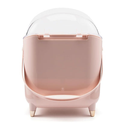 BENEALL Cosmetic Organizer Skincare Organizers, Makeup Organizer Box for Countertop with Lid and Drawers, Make Up Storage Organizer with Waterproof & Dustproof Cover for Vanity Women Girls (Pink)