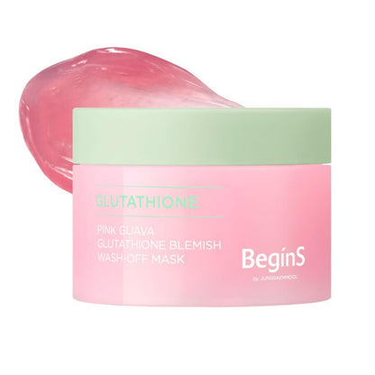 BeginS by JUNGSAEMMOOL Pink Guava Glutathione Wash-Off Mask 3.17 Fl Oz, Jelly Texture Face Mask with Vitamin C and Niacinamide for Skin Hydration, Blemish Care, and Radiant Glow, Korean Skincare