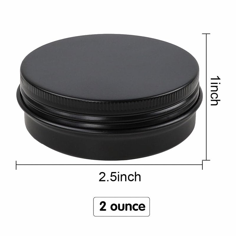 Moretoes 36 Pack Tins, 2 Oz Lip Balm Containers, Black Metal Round Tins Aluminum Cans, Empty Tin with Screw Lids for Salve, Spices or Candies
