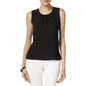 Anne Klein Women's Sleeveless Woven Shell with Pleated Neckline, Black, 6
