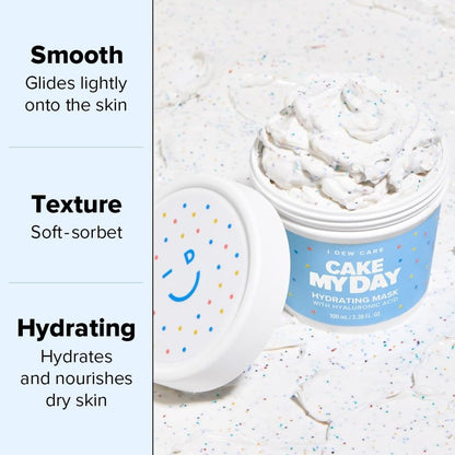 I DEW CARE Wash Off Face Mask - Cake My Day | With Hyaluronic Acid, Self Skin Care, Facial Treatment, Vegan, Cruelty-Free, Paraben-Free, Exfoliating, Deep Cleansing Detox, Stocking Stuffers, 3.38 Oz