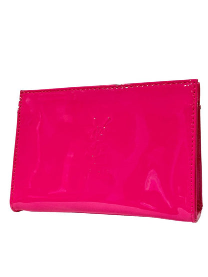 Yves Saint Laurent YSL Cosmetic Pink Snap Pouch Makeup Bag YSL Fragrance Bag (7L X 4.5H X 2W) - SMALL