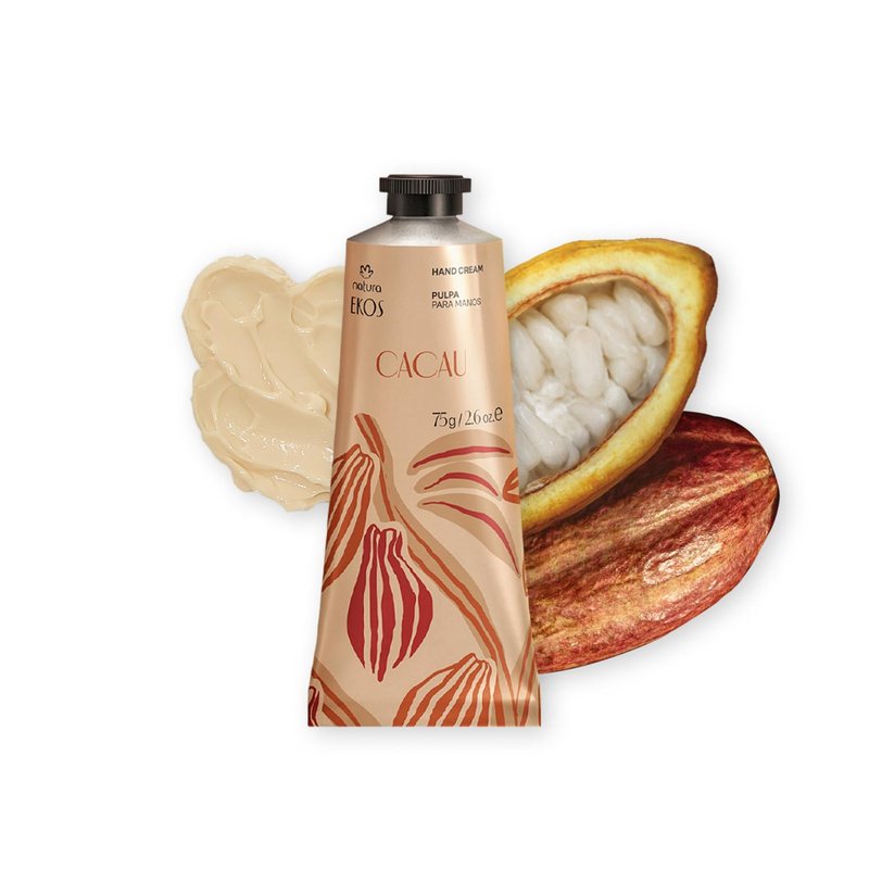 natura – Ekos Cacau Hand Cream, Cocoa Butter Moisturizer for Dry Hands, Hydrating Vegan Skincare, Strengthens Nails & Cuticles – 2.6oz (75g)
