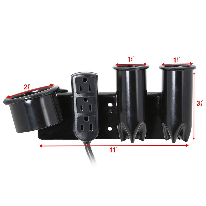 Saloniture Blow Dryer & Hair Iron Holder - Salon Appliance Rack w/ 3 Outlets & Clamp