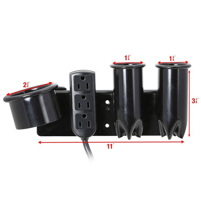 Saloniture Blow Dryer & Hair Iron Holder - Salon Appliance Rack w/ 3 Outlets & Clamp