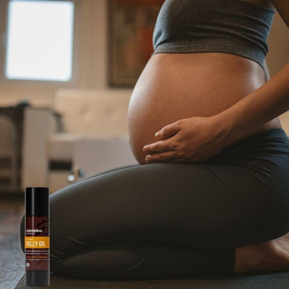 Mambino Organics Bun in the Oven Kit - Pregnancy Skin Care Set with Body Oil, Belly Oil, Lip Balm & Face Serum - Maternity Essentials, Pregnancy Must-Haves - 5 Piece Set + Free Bag