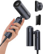 osou Foldable Hair Dryer for Travel - Global Voltage with Auto-Sensing, 1B Plasma Particles, 200times/s Temp Control, Portable Blow Dryer with Single-Sided Comb, Gray