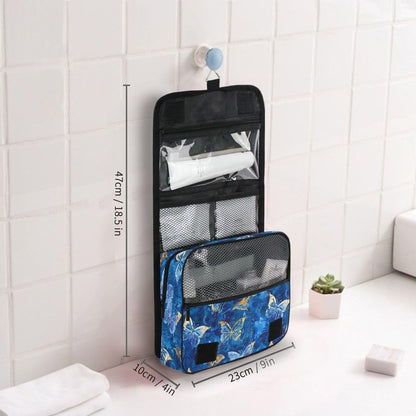 Hanging Travel Toiletry Bag Butterflies Dye Navy Kit Makeup Case Cosmetics Organizer for Men Women