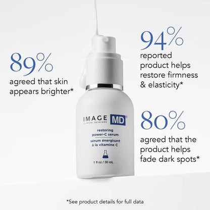 IMAGE Skincare, IMAGE MD Restoring Power-C Serum, 20% Vitamin C, Ferulic Acid Facial Serum to Reduce Pigmentation, Firm, Brighten Skin, 1 fl oz