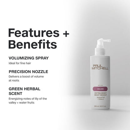 Paul Mitchell Extra-Body Root Boost Volumizing Spray, Targeted Lift, Adds Fullness, For Fine Hair, 3.4 fl. oz