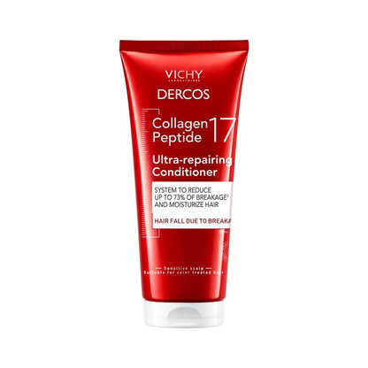 Dercos Collagen Peptide 17 Ultra-Repairing Conditioner, 200ml, Anti Hair Fall & Bond Repair for Damaged Weak Hair, Strengthens, Detangles, Boosts Shine & Volume