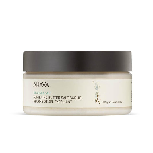 AHAVA Dead Sea Salt Softening Butter Salt Scrub - Rich, Buttery Body Scrub for Smooth, Radiant Skin, Energizes Sensation for Body & Mind, with exclusive Osmoter, Jojoba & Coconut Oil, 7.5 Fl.Oz