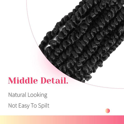BOHOBABE Pre-twisted Passion Twist Crochet Hair 16 Inch Pre-looped Crochet Passion Twist Braiding Hair 8 Packs Soft Black Bohemian Twists (1B)
