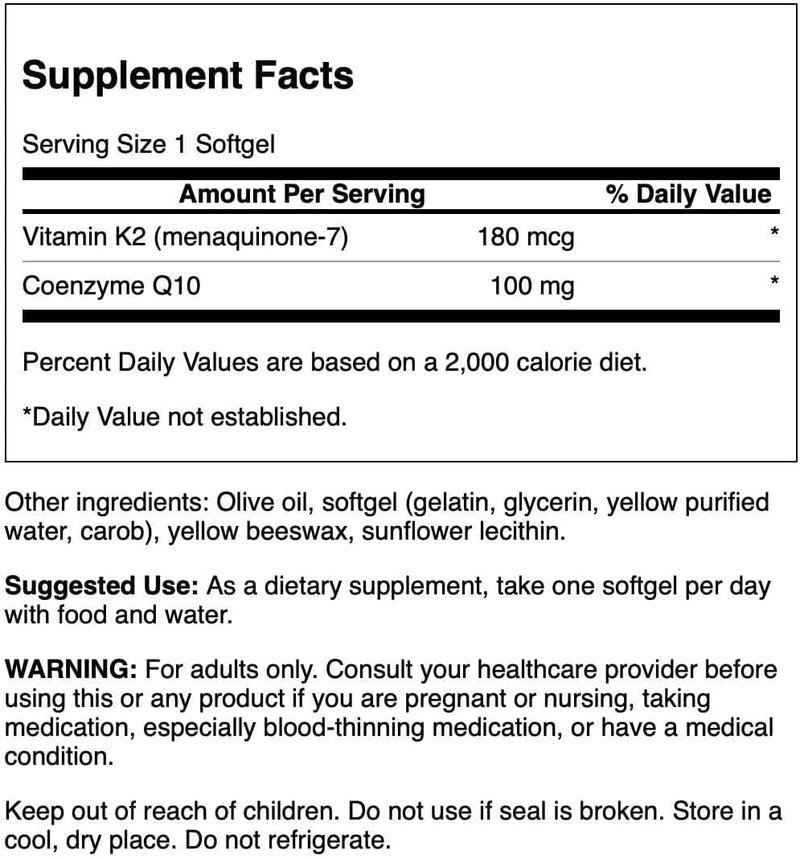 Swanson Coq10 + Vitamin K2 60 Sgels