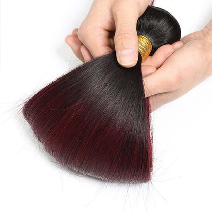 Fabimiya Bundles Human Hair 10/12/14 Inch Straight Burgundy Highlight 99J Human Hair Bundles 12A Unprocessed Quick Weave for Black Women