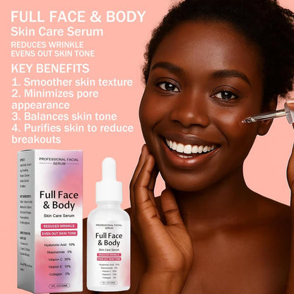 Finones Skin Vitamin Serum for Face & Body, 5 in 1 Anti Wrinkle Firming Serum, Anti-Aging Essence with Hyaluronic Acid, Collagen, Lifting Firming Essence, Hydrate Moisturize, Reduce Fine Lines