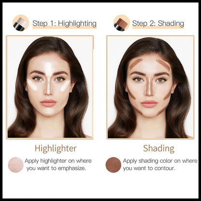 MIELIKKI 2Pcs Cream Contour Stick Makeup, Highlighter Stick and Bronzer Stick for Face Sculpting, Easy to Apply & Blend, Long Lasting, Waterproof, Matte Finish,0106