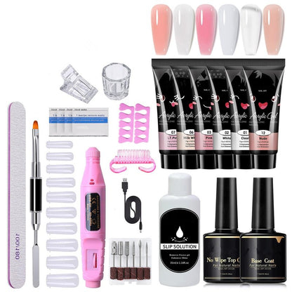 YIMART Poly Extension Gel Nail Kit,Poly Nail Gel Kit with UV Light Starter Kit, 18 Pcs/Set Builder Gel Nail Extension Kit for Beginners with Everything Nail Art DIY