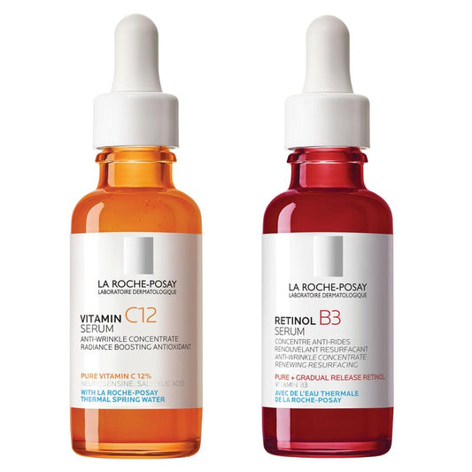 Bundle of La Roche-Posay Pure 10% Vitamin C Serum+ La Roche-Posay Pure Retinol Face Serum for Lines, Wrinkles & Premature Sun Damage to Resurface & Hydrate, Suitable for Sensitive Skin