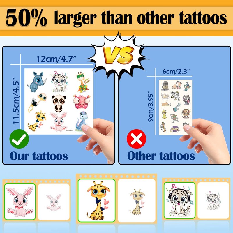 Aresvns Temporary Tattoo 340+ Designs,20 Sheets Cute Fake Tattoos, Waterproof, Non-toxic and Easy to Remove
