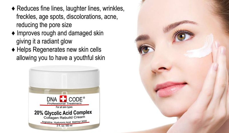 DNA Code Anti-Aging 20% Glycolic Acid Complex Collagen Reubild Cream w/Argireline,Matrixyl 3000, CoQ10
