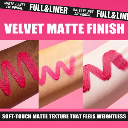 LANGMANNI 12Pcs Matte Velvet Lip Liner Pencil Set - Highly Pigmented, Smudge-Resistant Lip Pencils for Shaping & Contouring, Vegan & Cruelty-Free