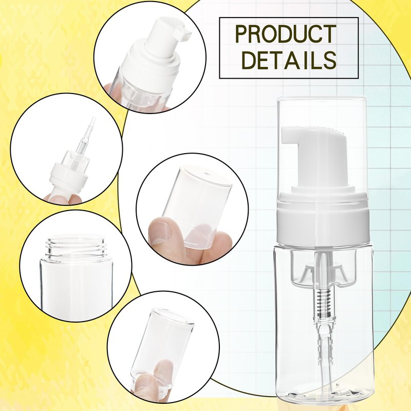 60 Pcs Mini Foam Pump Bottle Bulk 1 oz/ 30 ml Empty Travel Size Plastic Soap Foaming Bottles Small Clear Foaming Soap Dispenser Refillable Mousse Bottles for Lash Shampoo Portable Hand Sanitizer