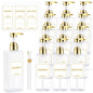 Gejoy 12 Pack Clear Shampoo and Conditioner Dispenser Bottles, 17 Oz/ 500ml Refillable Empty Pump Bottles with Labels and Marker Pen, Plastic Square Pump Dispenser Bottle for Bathroom Body Wash Shower