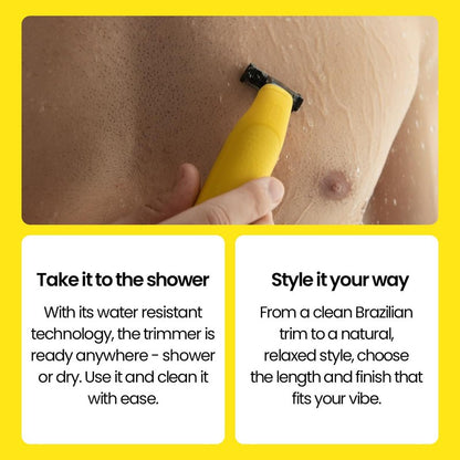 Gorilla Technique Men’s Groin & Body Hair Trimmer – 2-Way Pivot Blade, No-Nick Skin Guard, 4 Trimming Heads, 1–6mm Combs, IPX4 Waterproof, Electric Shaver for Pubic & Ball