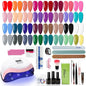 EODCI 33 Colors Gel Nail Polish Kit With UV Light, 76 Pcs Nail Pink Nude Green Blue Gel Nail Polish Set 168W Nail Lamp, No Wipe Base Top Coat & Manicure Tools Starter Kit DIY Home Salon Gifts