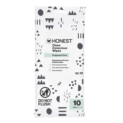 The Honest Company Hypoallergenic Multi-Use Baby Wipes for Sensitive Baby Skin, Pattern Play, 10 Count