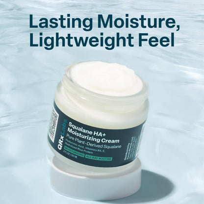 QRxLabs Plant-Based Squalane Face Moisturizer - Hyaluronic Acid Cream for Hydration - Squalane Oil Moisturizer - Anti-Aging Face Cream with Vitamin B5 & Rice Protein - 2 Fl Oz, Pack of 1, Verbena