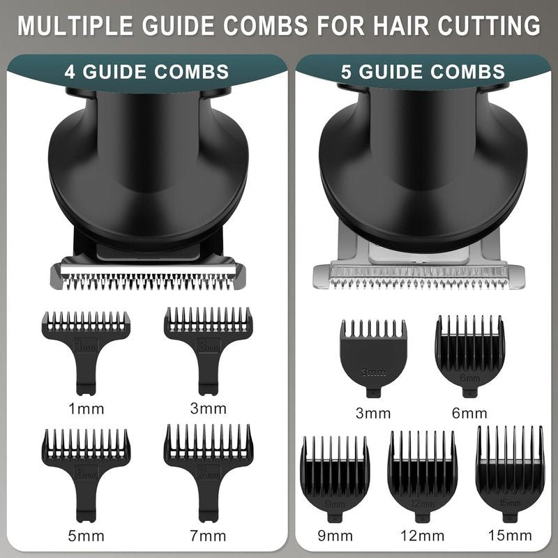 Hatteker 8-in-1 Mens Grooming Kit - Zero-Gap T-Blade Trimmer, IPX7 Waterproof Cordless Set with Hair Clipper/Beard Trimmer/Nose Trimmer, USB Rechargeable (1.5H Charge 180M Use) for Home & Travel