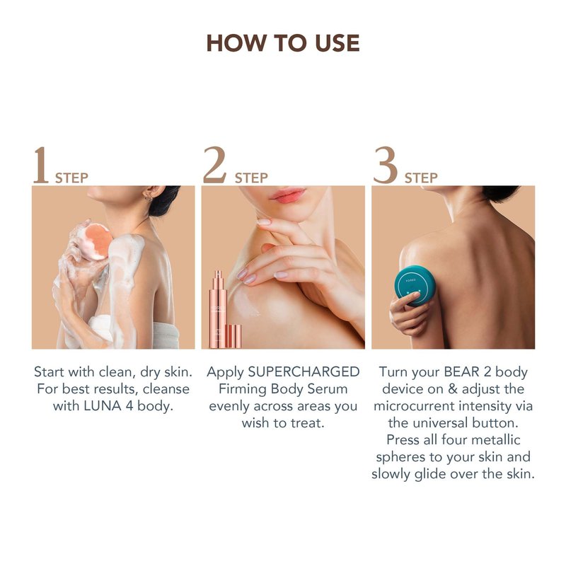 FOREO SUPERCHARGED Firming Body Serum, 3.4 fl oz - Conductive & Toning - Anti Cellulite - Antioxidant Skin Care - Anti Aging Hyaluron Serum - Body Lotion For All Skin Types