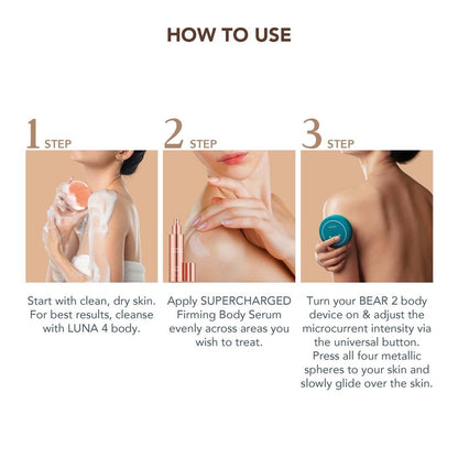 FOREO SUPERCHARGED Firming Body Serum, 3.4 fl oz - Conductive & Toning - Anti Cellulite - Antioxidant Skin Care - Anti Aging Hyaluron Serum - Body Lotion For All Skin Types