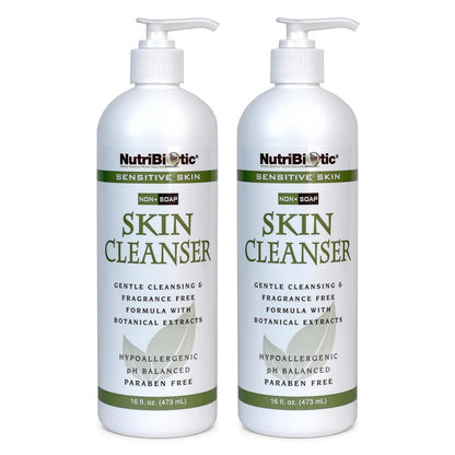 NutriBiotic – Sensitive Skin Non-Soap Skin Cleanser, 16 Oz Twin Pack | with GSE (Citricidal) | pH Balanced, Hypoallergenic & Biodegradable | Free of Parabens, Sulfates, Dyes, Colorings & Fragrance