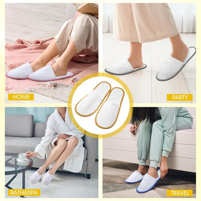 Twistover 30 Pairs Disposable House Slippers for Guests, Bulk House Slipper Color Non Slip Pack for Hotel, Spa, Wedding, Travel, Party, Shoeless Home, Adult Men and Women