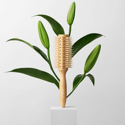 The Hair Edit Sleek Goddess Boar Bristle Bamboo Round Brush,Vented Blowdry Hair Brush for Smooth Shine & Flyaway Control, Distributes Natural Oils, Lightweight Eco-Friendly, Hairbrush for Women