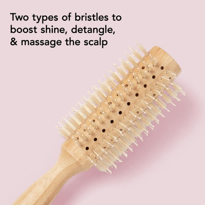 The Hair Edit Sleek Goddess Boar Bristle Bamboo Round Brush,Vented Blowdry Hair Brush for Smooth Shine & Flyaway Control, Distributes Natural Oils, Lightweight Eco-Friendly, Hairbrush for Women