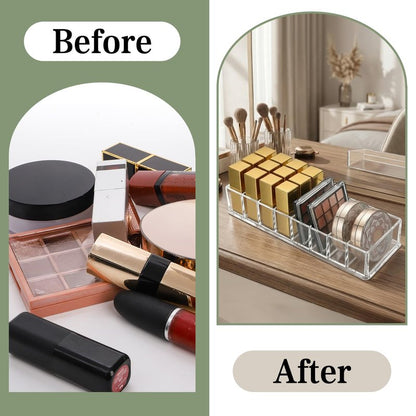 Foraineam 4 Pack Acrylic Compact Organizer Cosmetics Beauty Care Powder Holder Blushes Highlighters Eyeshadow Makeup Organizer