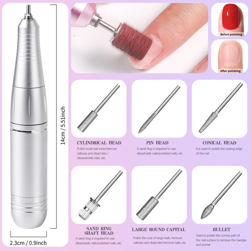 Kylara Professional Nail Drill–45000RPM Electric Nail File Cordless,Portable Efile for Acrylic & Gel Nails with LED Display,Low Noise Nail Drill Machine for Polishing & Removing,Salon & Home Use