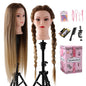 Mannequin Head with Hair, Mannequin Cosmetology Manikin Practice Doll Head for hair styling Braiding Hairdressing Head with Table Clamp + DIY Hair Styling Set