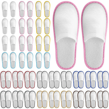 Twistover 30 Pairs Disposable House Slippers for Guests, Bulk House Slipper Color Non Slip Pack for Hotel, Spa, Wedding, Travel, Party, Shoeless Home, Adult Men and Women