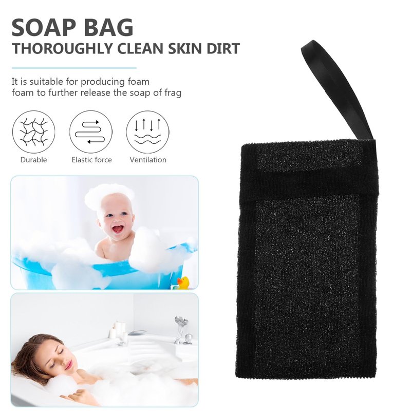 Healifty Bubble Mesh Soap Pouch 10Pcs Black Net Bags 7.87X4.72 Inch for Face Cleansing Foaming and Exfoliating with Natural Soap Saver Nets