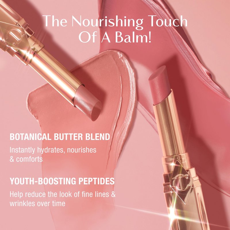 Charlotte Tilbury Pillow Talk Blush Balm Lip Tint - Long-Lasting, Buildable Sheer Tint with Peptides for Hydrated, Blushed Looking Lips - 24 HR Hydration - Blushed Rose