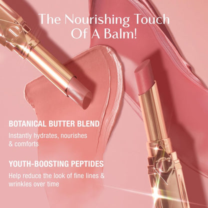 Charlotte Tilbury Pillow Talk Blush Balm Lip Tint - Long-Lasting, Buildable Sheer Tint with Peptides for Hydrated, Blushed Looking Lips - 24 HR Hydration - Blushed Rose