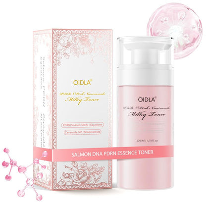 PDRN Pink Niacinamide Milky Toner for Hydrating, Moisturizing, Soothing, Ceramide, Peptide, Glass Glow Skin, Equivalent Korean Skincare Toner for face | 230ml 7.78 fl. Oz.