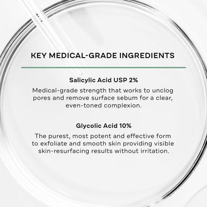 Replenix Gly-Sal Clarifying Acne Pads, 60 Count, Medical-Grade 10% Glycolic Acid & 2% Salicylic Acid Exfoliating Pads for Acne-Prone Skin, Help Clear Blemishes & Refine Pores, Non-Oily
