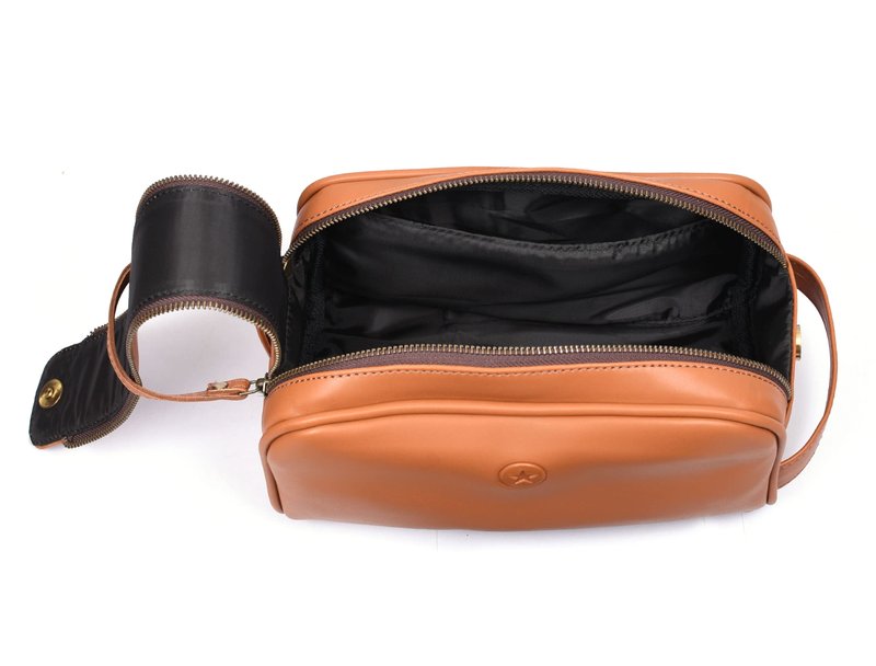 Leather Toiletry Travel Pouch Faux Leather Waterproof Dopp Kit By Aaron Leather Goods